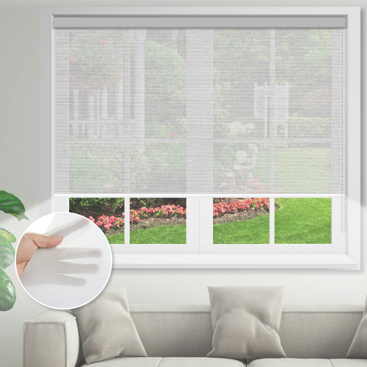 Manual Corded Light Filtering Roller Shades - Sheer Fabric