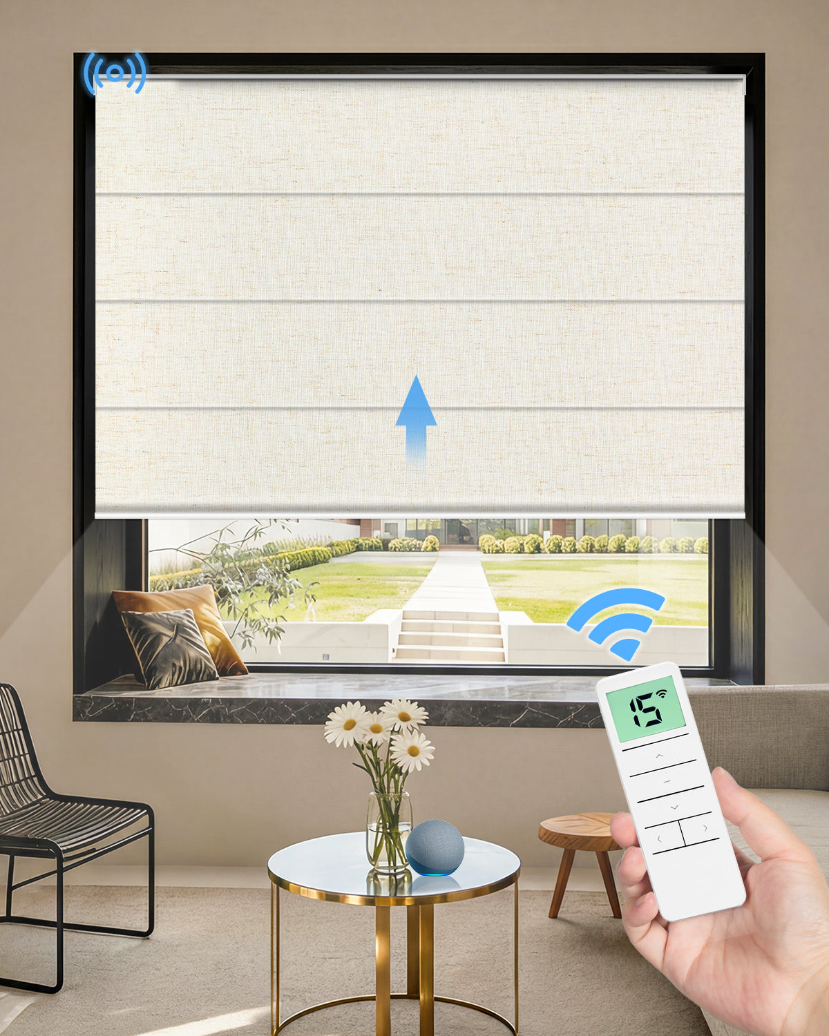 Motorized Blackout Roman Shades – Room Darkening, Custom Sizes