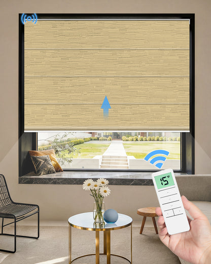 Motorized Blackout Roman Shades – Room Darkening, Custom Sizes