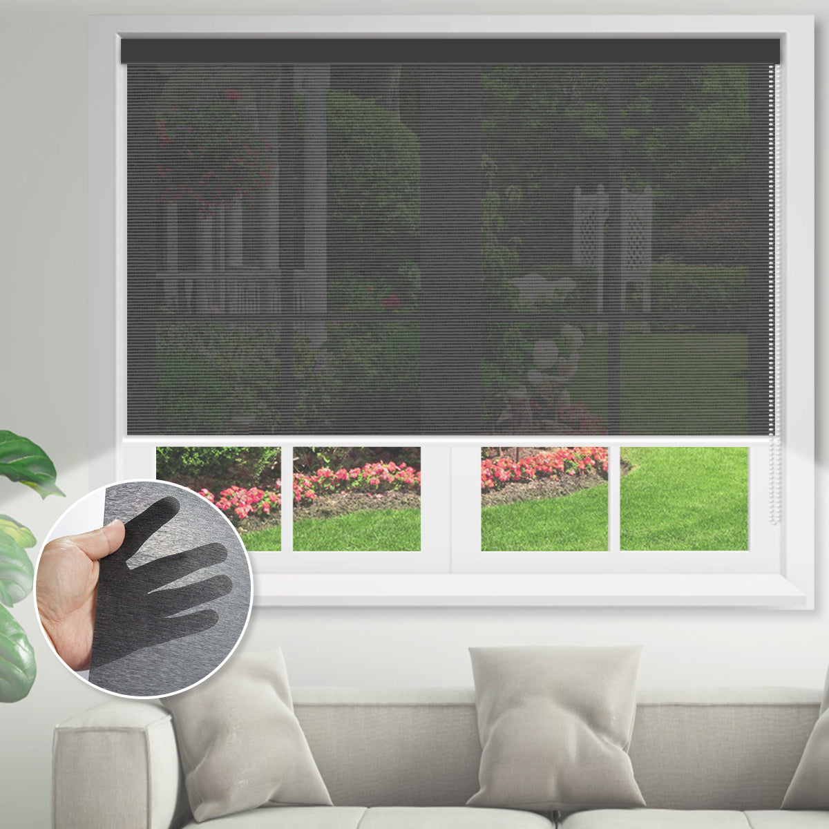 Manual Corded Light Filtering Roller Shades - Sheer Fabric
