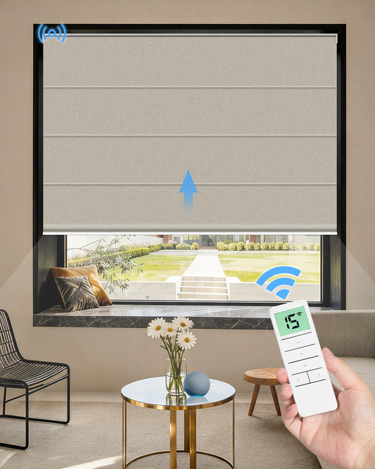 Motorized Blackout Roman Shades – Room Darkening, Custom Sizes