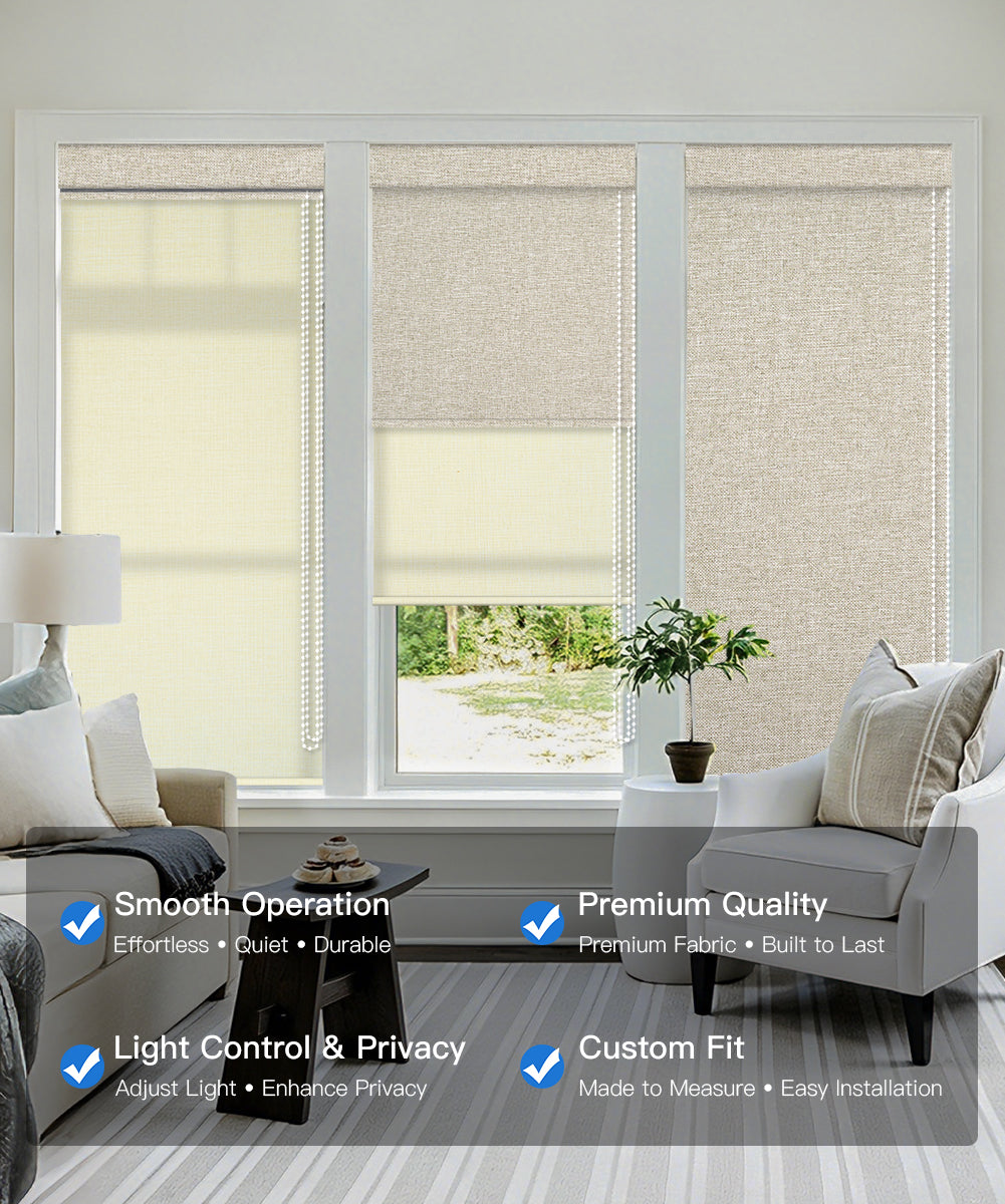 Manual Corded Dual Roller Shades, Blackout & Light Filtering