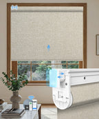 No-drill Motorized Blackout Roller Shade - Fabric Beige