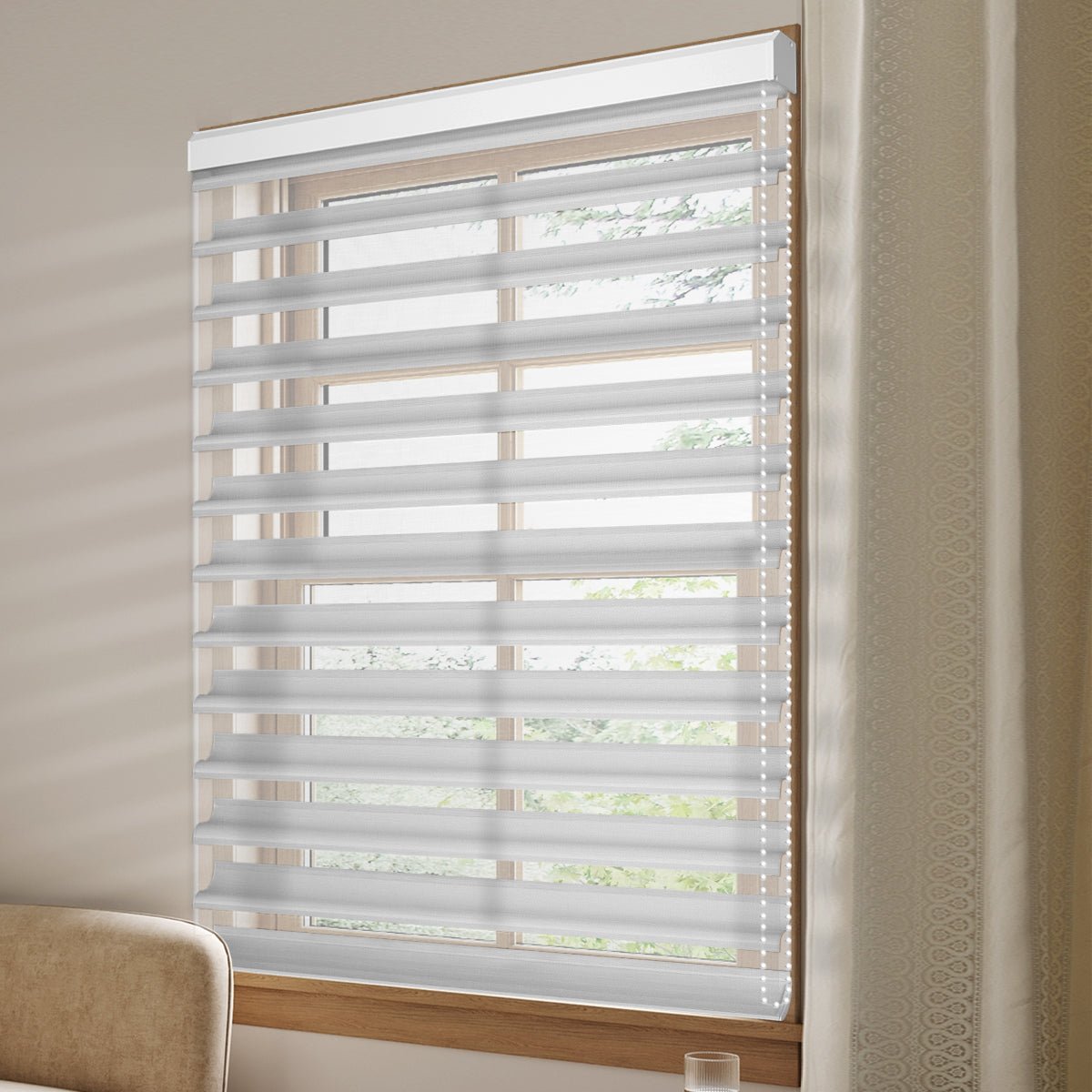 Manual Corded Shangri - La Sheer Shade - Light Filtering Silver - Tokblind official