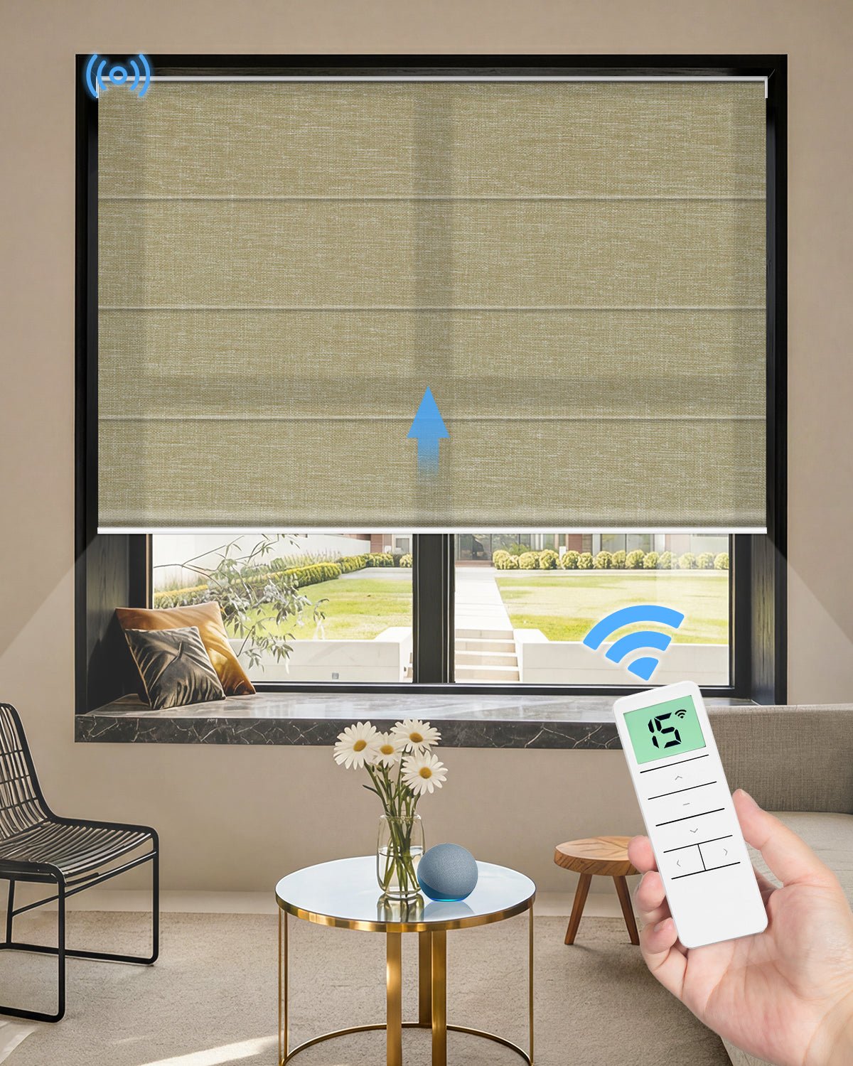 Motorized Roman Shades – Light Filtering, Customizable - Tokblind
